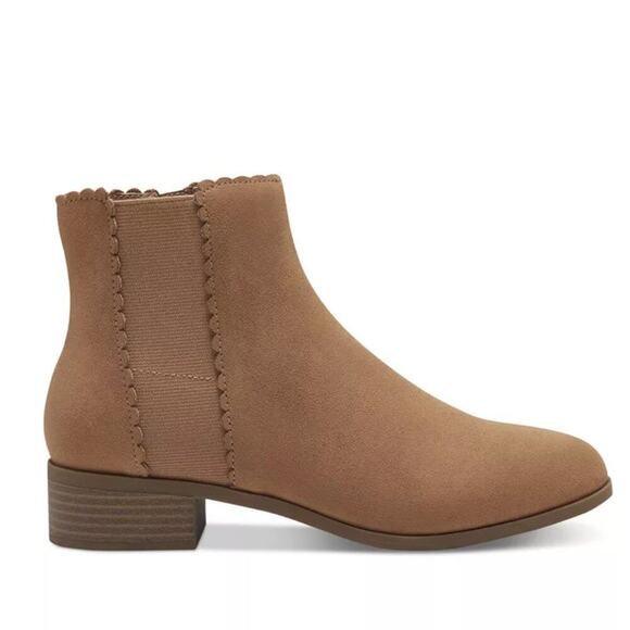 NIB * CHARTER CLUB Micro Suede Ankle Boots in Camel - Picture 1 of 12